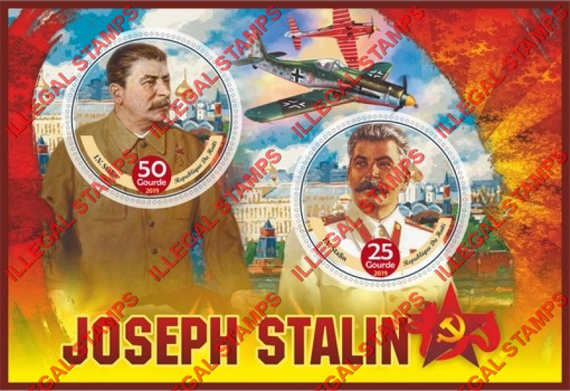 Haiti 2019 Joseph Stalin Illegal Stamp Souvenir Sheet of 2 Haiti 2019 Joseph Stalin Illegal Stamp Souvenir Sheet of 2