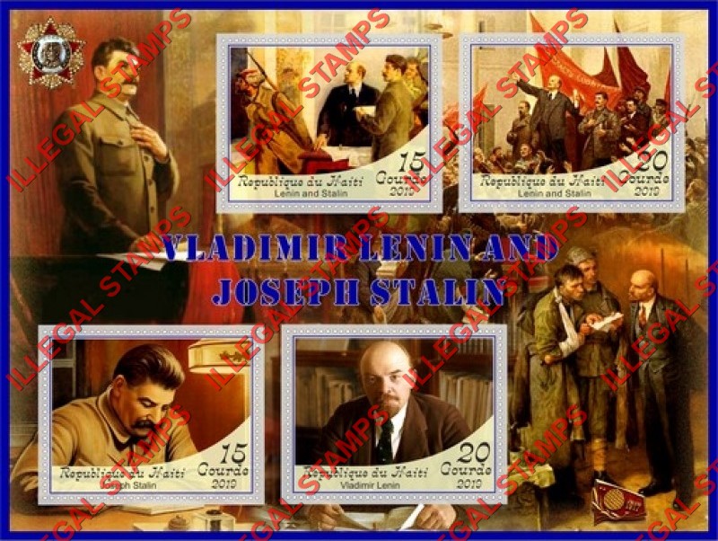 Haiti 2019 Lenin and Stalin Illegal Stamp Souvenir Sheet of 4 Haiti 2019 Lenin and Stalin Illegal Stamp Souvenir Sheet of 4