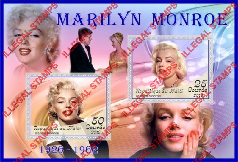 Haiti 2019 Marilyn Monroe (different) Illegal Stamp Souvenir Sheet of 2 Haiti 2019 Marilyn Monroe (different) Illegal Stamp Souvenir Sheet of 2