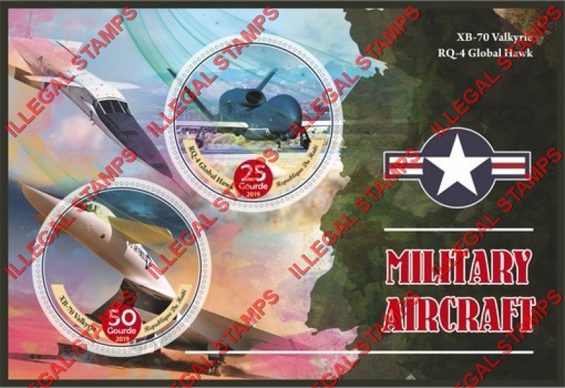 Haiti 2019 Military Aircraft Illegal Stamp Souvenir Sheet of 2 Haiti 2019 Military Aircraft Illegal Stamp Souvenir Sheet of 2