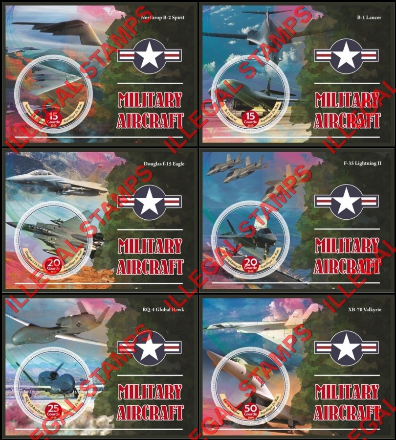 Haiti 2019 Military Aircraft Illegal Stamp Souvenir Sheets of 1 Haiti 2019 Military Aircraft Illegal Stamp Souvenir Sheets of 1