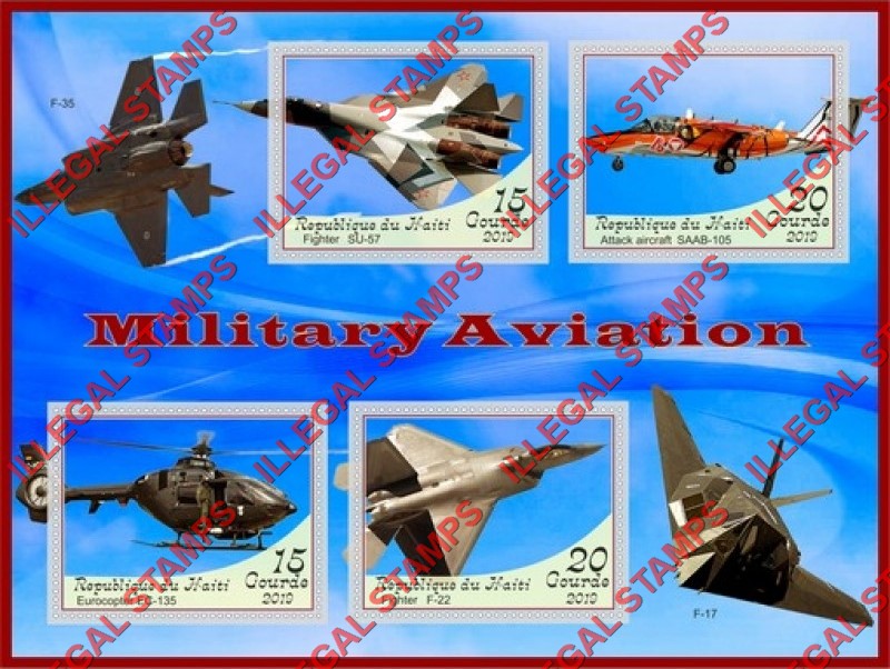 Haiti 2019 Military Aviation Illegal Stamp Souvenir Sheet of 4 Haiti 2019 Military Aviation Illegal Stamp Souvenir Sheet of 4