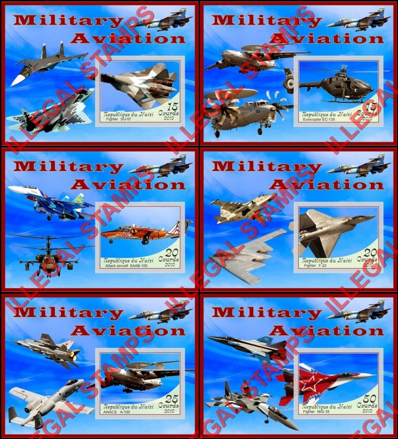 Haiti 2019 Military Aviation Illegal Stamp Souvenir Sheets of 1 Haiti 2019 Military Aviation Illegal Stamp Souvenir Sheets of 1