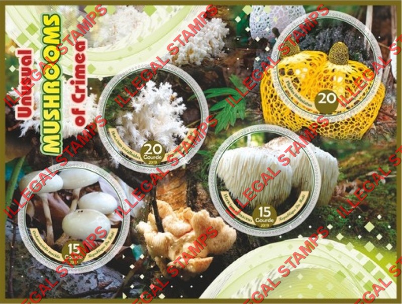 Haiti 2019 Mushrooms of Crimea Illegal Stamp Souvenir Sheet of 4 Haiti 2019 Mushrooms of Crimea Illegal Stamp Souvenir Sheet of 4