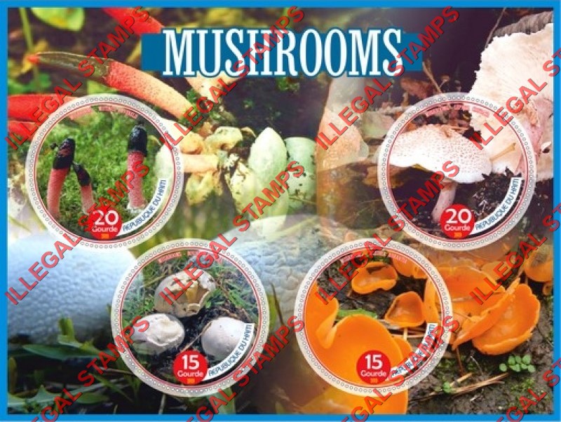 Haiti 2019 Mushrooms Illegal Stamp Souvenir Sheet of 4 Haiti 2019 Mushrooms Illegal Stamp Souvenir Sheet of 4