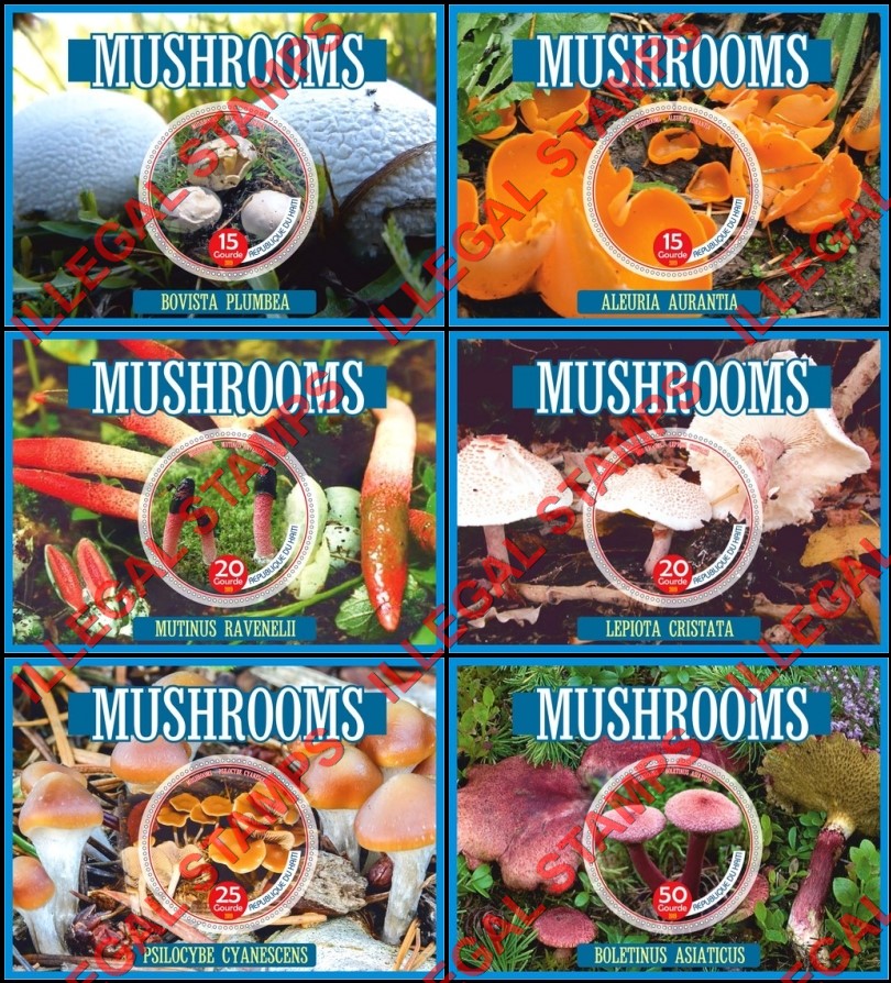 Haiti 2019 Mushrooms Illegal Stamp Souvenir Sheets of 1 Haiti 2019 Mushrooms Illegal Stamp Souvenir Sheets of 1