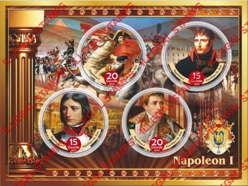 Haiti 2019 Napoleon Bonaparte (different) Illegal Stamp Souvenir Sheet of 4 Haiti 2019 Napoleon Bonaparte (different) Illegal Stamp Souvenir Sheet of 4