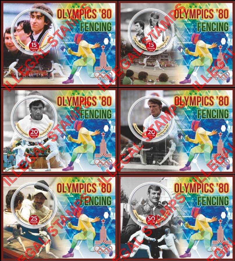Haiti 2019 Olympic Games 1980 Fencing Illegal Stamp Souvenir Sheets of 1 Haiti 2019 Olympic Games 1980 Fencing Illegal Stamp Souvenir Sheets of 1