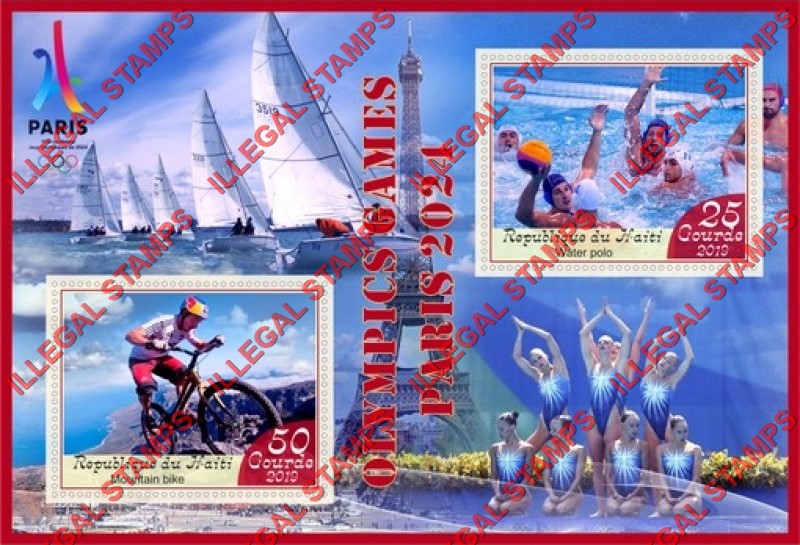 Haiti 2019 Olympic Games in Paris 2024 Illegal Stamp Souvenir Sheet of 2 Haiti 2019 Olympic Games in Paris 2024 Illegal Stamp Souvenir Sheet of 2