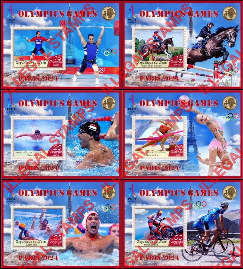 Haiti 2019 Olympic Games in Paris 2024 Illegal Stamp Souvenir Sheets of 1 Haiti 2019 Olympic Games in Paris 2024 Illegal Stamp Souvenir Sheets of 1
