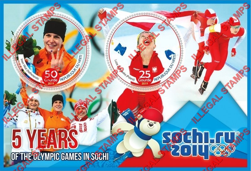 Haiti 2019 Olympic Games in Sochi 2014 Illegal Stamp Souvenir Sheet of 2 Haiti 2019 Olympic Games in Sochi 2014 Illegal Stamp Souvenir Sheet of 2
