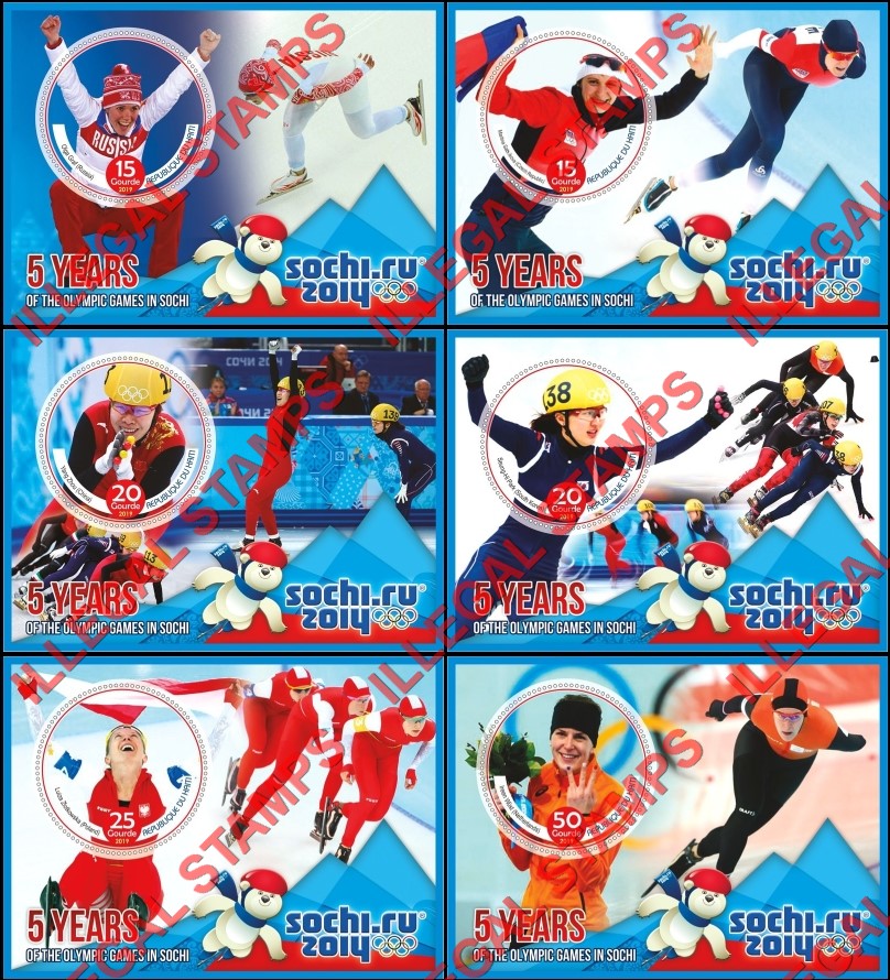 Haiti 2019 Olympic Games in Sochi 2014 Illegal Stamp Souvenir Sheets of 1 Haiti 2019 Olympic Games in Sochi 2014 Illegal Stamp Souvenir Sheets of 1