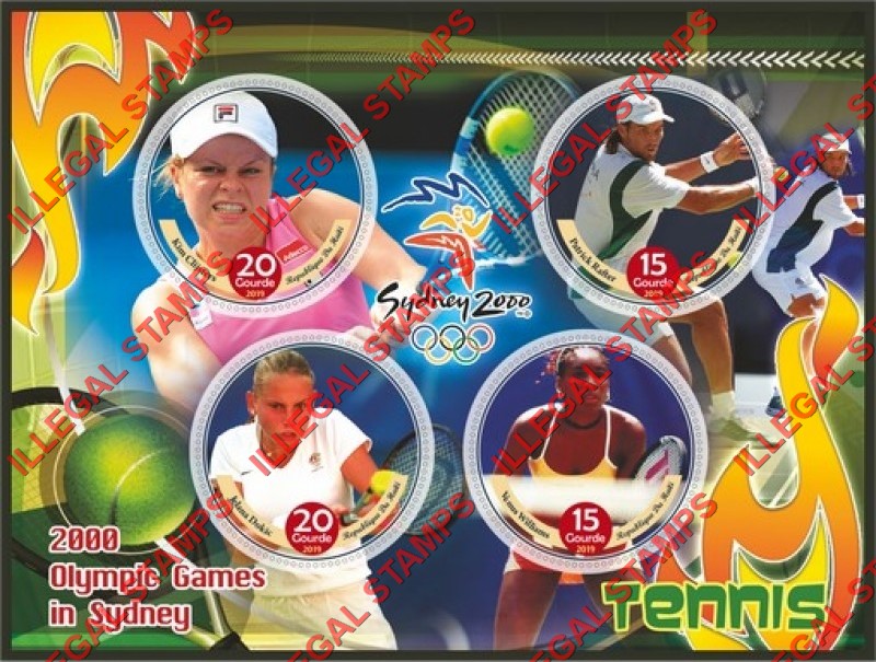 Haiti 2019 Olympic Games in Sydney 2000 Tennis Illegal Stamp Souvenir Sheet of 4 Haiti 2019 Olympic Games in Sydney 2000 Tennis Illegal Stamp Souvenir Sheet of 4