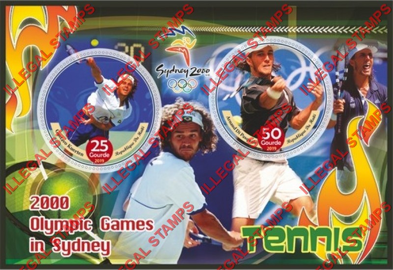Haiti 2019 Olympic Games in Sydney 2000 Tennis Illegal Stamp Souvenir Sheet of 2 Haiti 2019 Olympic Games in Sydney 2000 Tennis Illegal Stamp Souvenir Sheet of 2