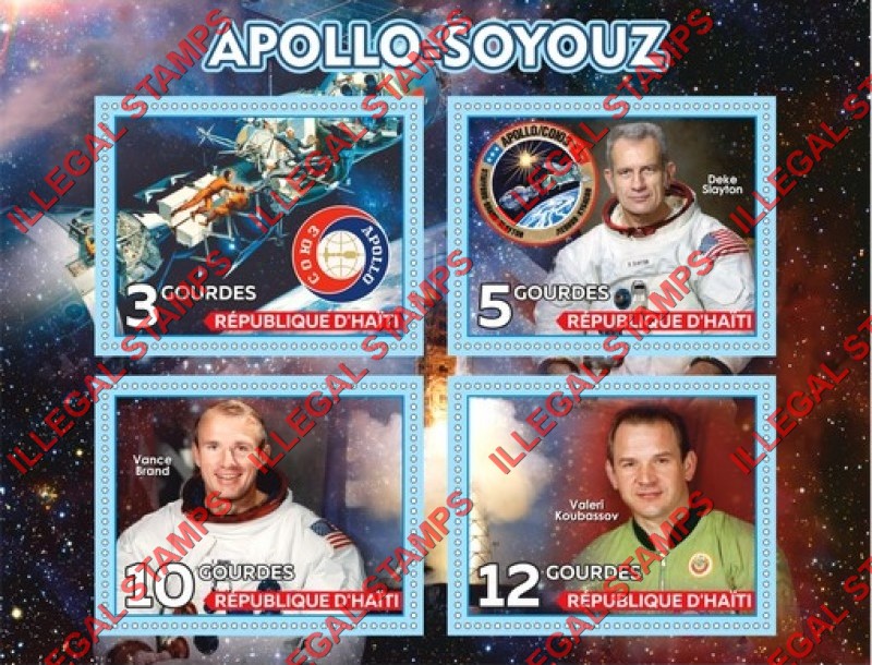 Haiti 2019 Space Apollo-Soyuz Illegal Stamp Souvenir Sheet of 4 Haiti 2019 Space Apollo-Soyuz Illegal Stamp Souvenir Sheet of 4