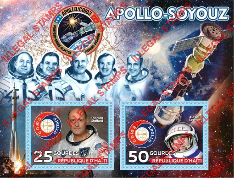 Haiti 2019 Space Apollo-Soyuz Illegal Stamp Souvenir Sheet of 2 Haiti 2019 Space Apollo-Soyuz Illegal Stamp Souvenir Sheet of 2