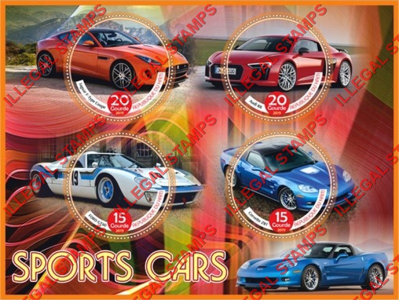 Haiti 2019 Sports Cars Illegal Stamp Souvenir Sheet of 4 Haiti 2019 Sports Cars Illegal Stamp Souvenir Sheet of 4
