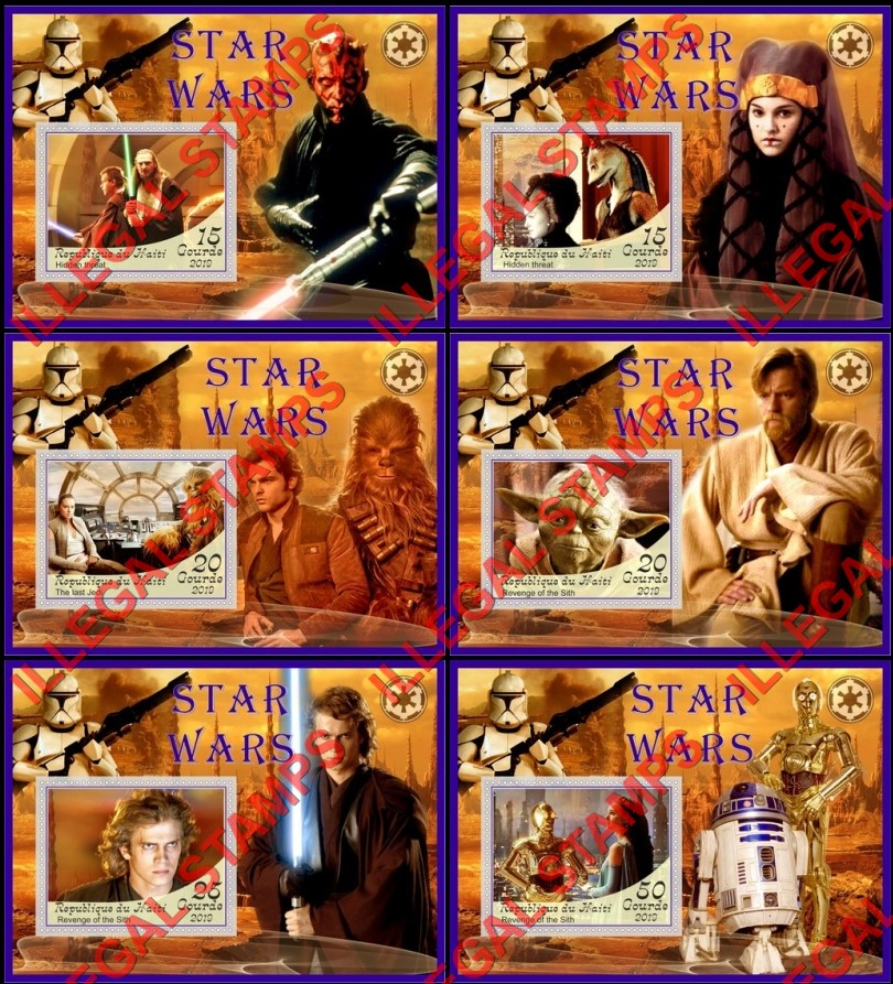 Haiti 2019 Star Wars Illegal Stamp Souvenir Sheets of 1 Haiti 2019 Star Wars Illegal Stamp Souvenir Sheets of 1