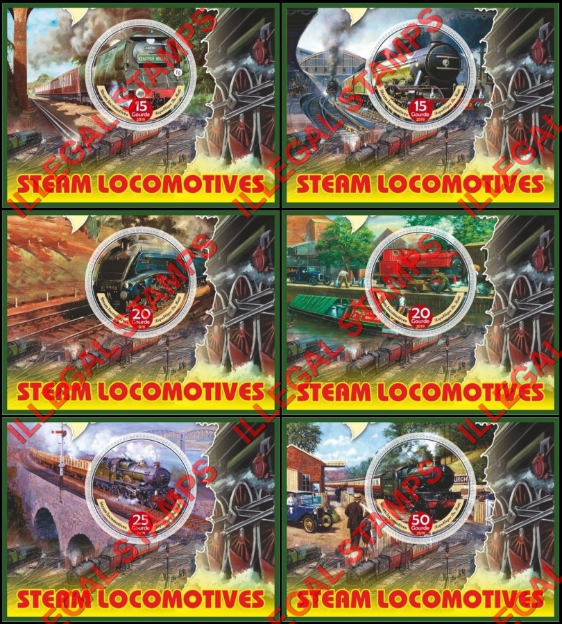 Haiti 2019 Steam Locomotives Illegal Stamp Souvenir Sheets of 1 Haiti 2019 Steam Locomotives Illegal Stamp Souvenir Sheets of 1