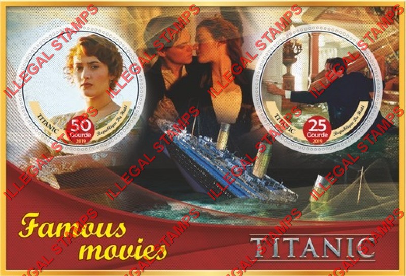 Haiti 2019 Titanic Famous Movies Illegal Stamp Souvenir Sheet of 2 Haiti 2019 Titanic Famous Movies Illegal Stamp Souvenir Sheet of 2