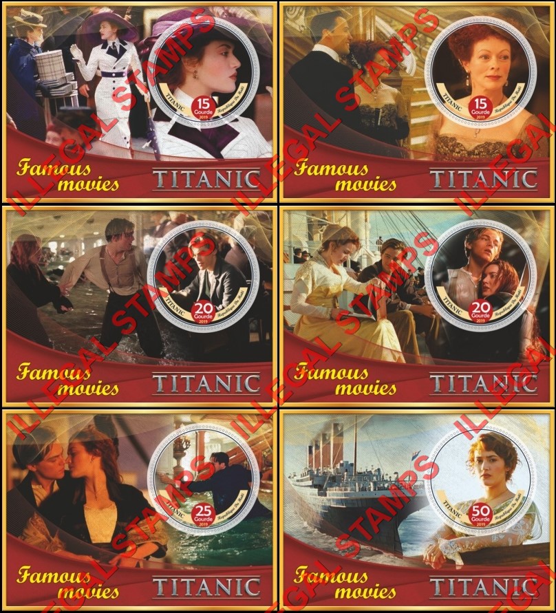 Haiti 2019 Titanic Famous Movies Illegal Stamp Souvenir Sheets of 1 Haiti 2019 Titanic Famous Movies Illegal Stamp Souvenir Sheets of 1