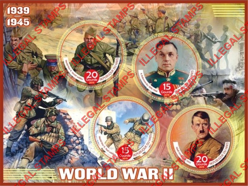 Haiti 2019 World War II Illegal Stamp Souvenir Sheet of 4 Haiti 2019 World War II Illegal Stamp Souvenir Sheet of 4