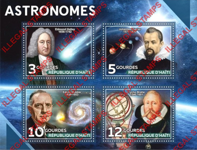 Haiti 2020 Astronomers Illegal Stamp Souvenir Sheet of 4 Haiti 2020 Astronomers Illegal Stamp Souvenir Sheet of 4