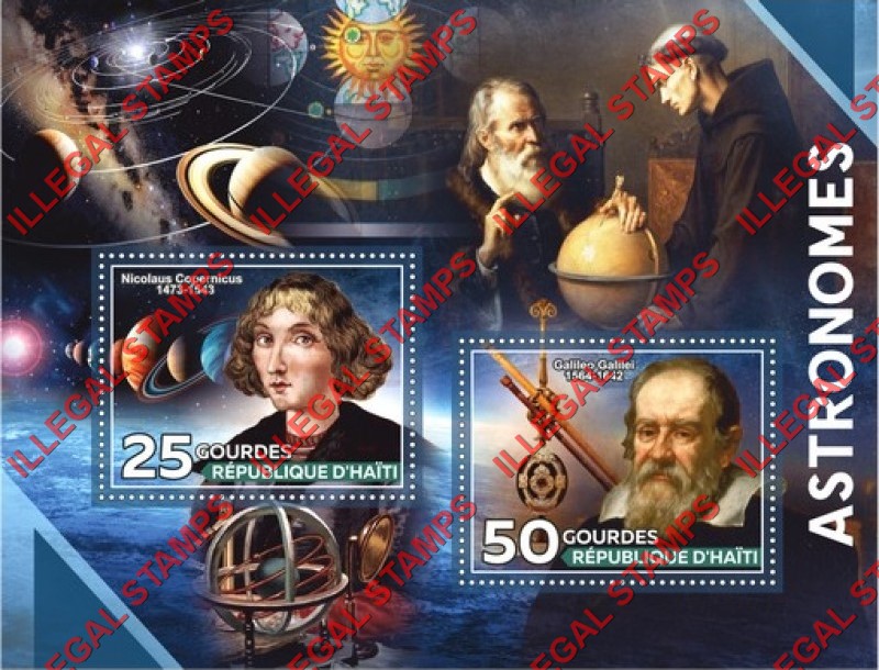 Haiti 2020 Astronomers Illegal Stamp Souvenir Sheet of 2 Haiti 2020 Astronomers Illegal Stamp Souvenir Sheet of 2