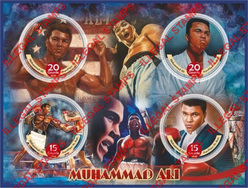 Haiti 2020 Boxing Muhammad Ali Illegal Stamp Souvenir Sheet of 4 Haiti 2020 Boxing Muhammad Ali Illegal Stamp Souvenir Sheet of 4