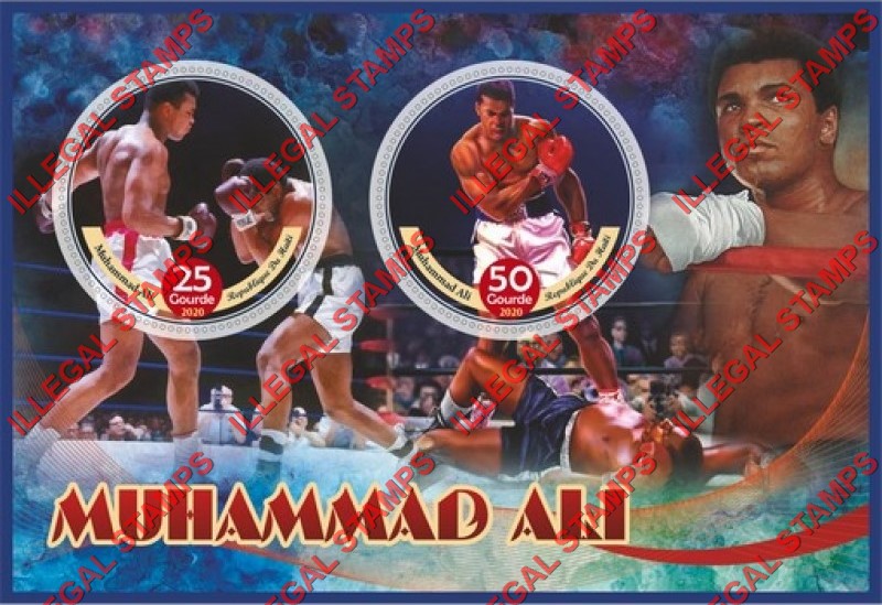 Haiti 2020 Boxing Muhammad Ali Illegal Stamp Souvenir Sheet of 2 Haiti 2020 Boxing Muhammad Ali Illegal Stamp Souvenir Sheet of 2