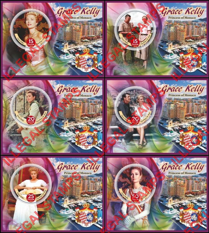 Haiti 2020 Grace Kelly Princess of Monaco Illegal Stamp Souvenir Sheets of 1 Haiti 2020 Grace Kelly Princess of Monaco Illegal Stamp Souvenir Sheets of 1