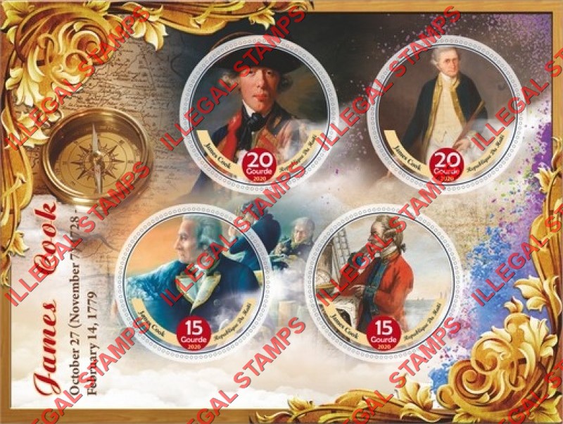 Haiti 2020 James Cook Illegal Stamp Souvenir Sheet of 4 Haiti 2020 James Cook Illegal Stamp Souvenir Sheet of 4