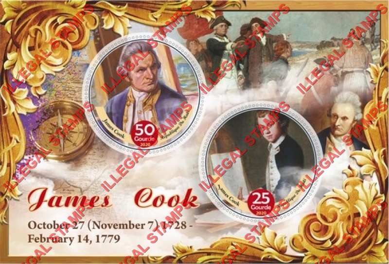 Haiti 2020 James Cook Illegal Stamp Souvenir Sheet of 2 Haiti 2020 James Cook Illegal Stamp Souvenir Sheet of 2