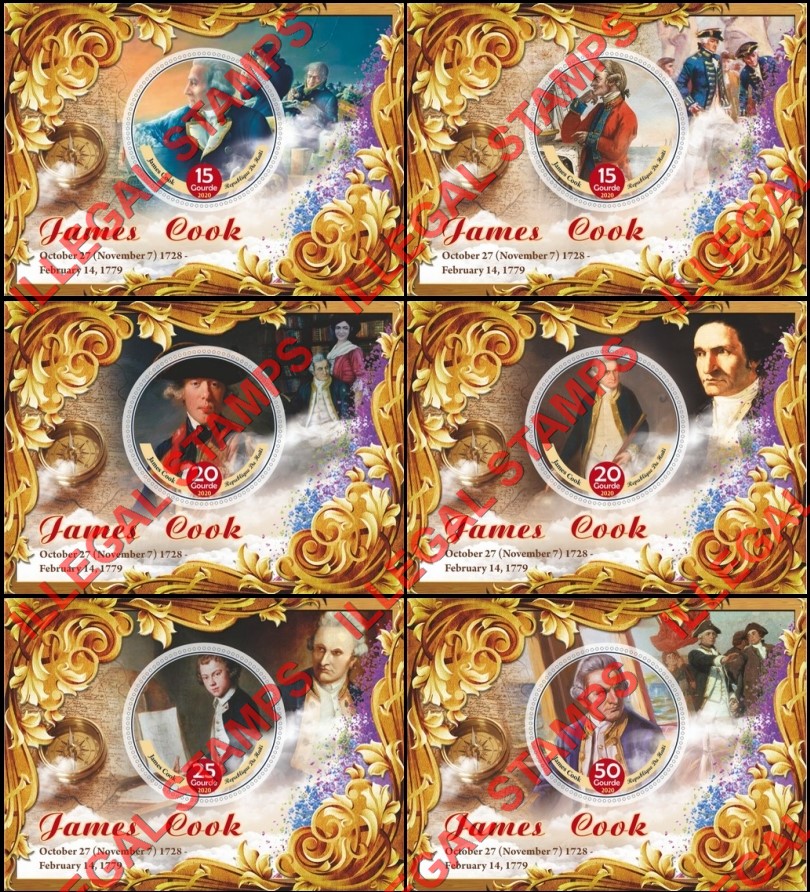 Haiti 2020 James Cook Illegal Stamp Souvenir Sheets of 1 Haiti 2020 James Cook Illegal Stamp Souvenir Sheets of 1