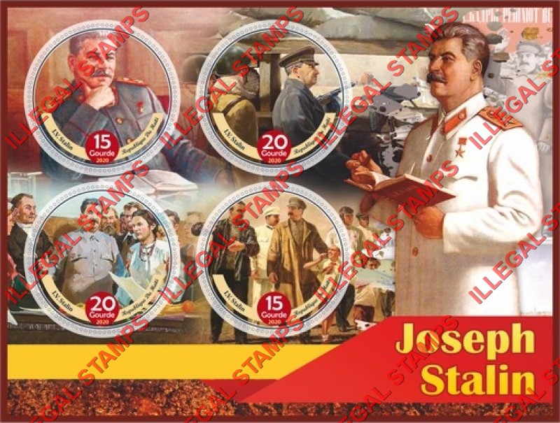 Haiti 2020 Joseph Stalin Illegal Stamp Souvenir Sheet of 4 Haiti 2020 Joseph Stalin Illegal Stamp Souvenir Sheet of 4