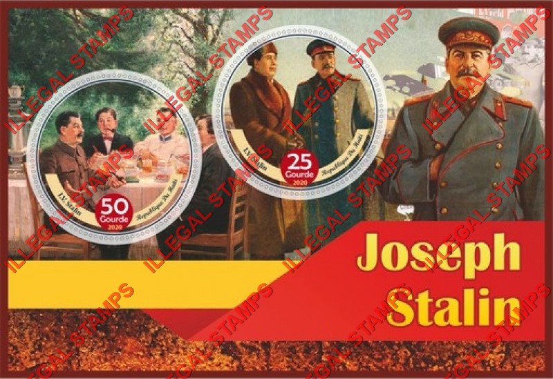 Haiti 2020 Joseph Stalin Illegal Stamp Souvenir Sheet of 2 Haiti 2020 Joseph Stalin Illegal Stamp Souvenir Sheet of 2