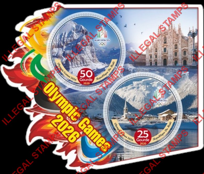 Haiti 2020 Olympic Games in 2026 Illegal Stamp Souvenir Sheet of 2 Haiti 2020 Olympic Games in 2026 Illegal Stamp Souvenir Sheet of 2