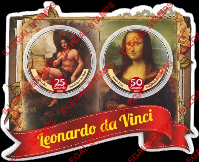 Haiti 2020 Paintings by Leonardo da Vinci Illegal Stamp Souvenir Sheet of 2 Haiti 2020 Paintings by Leonardo da Vinci Illegal Stamp Souvenir Sheet of 2