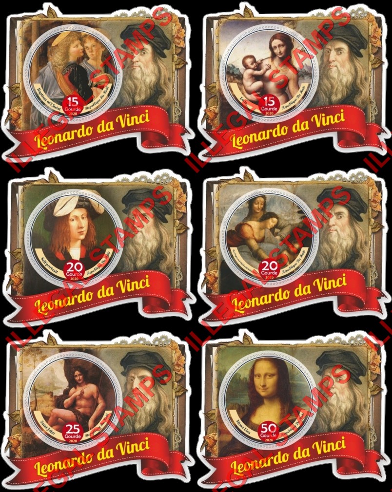 Haiti 2020 Paintings by Leonardo da Vinci Illegal Stamp Souvenir Sheets of 1 Haiti 2020 Paintings by Leonardo da Vinci Illegal Stamp Souvenir Sheets of 1