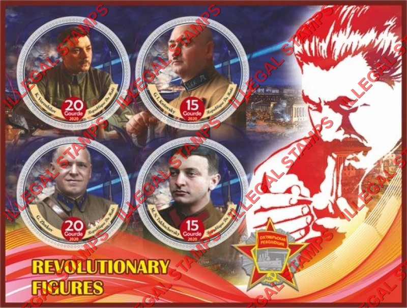 Haiti 2020 Revolutionary Figures in Russia Illegal Stamp Souvenir Sheet of 4 Haiti 2020 Revolutionary Figures in Russia Illegal Stamp Souvenir Sheet of 4