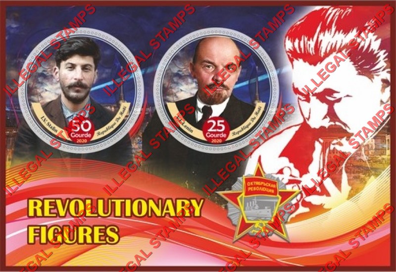 Haiti 2020 Revolutionary Figures in Russia Illegal Stamp Souvenir Sheet of 2 Haiti 2020 Revolutionary Figures in Russia Illegal Stamp Souvenir Sheet of 2