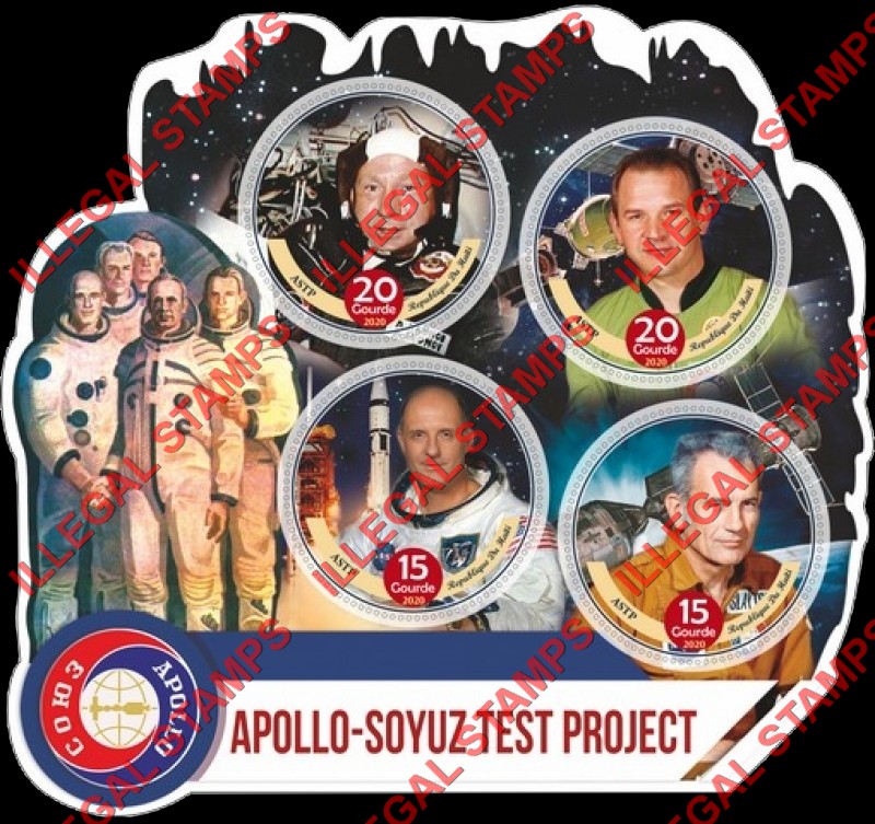 Haiti 2020 Space Apollo-Soyuz Test Project ASTP Illegal Stamp Souvenir Sheet of 4 Haiti 2020 Space Apollo-Soyuz Test Project ASTP Illegal Stamp Souvenir Sheet of 4