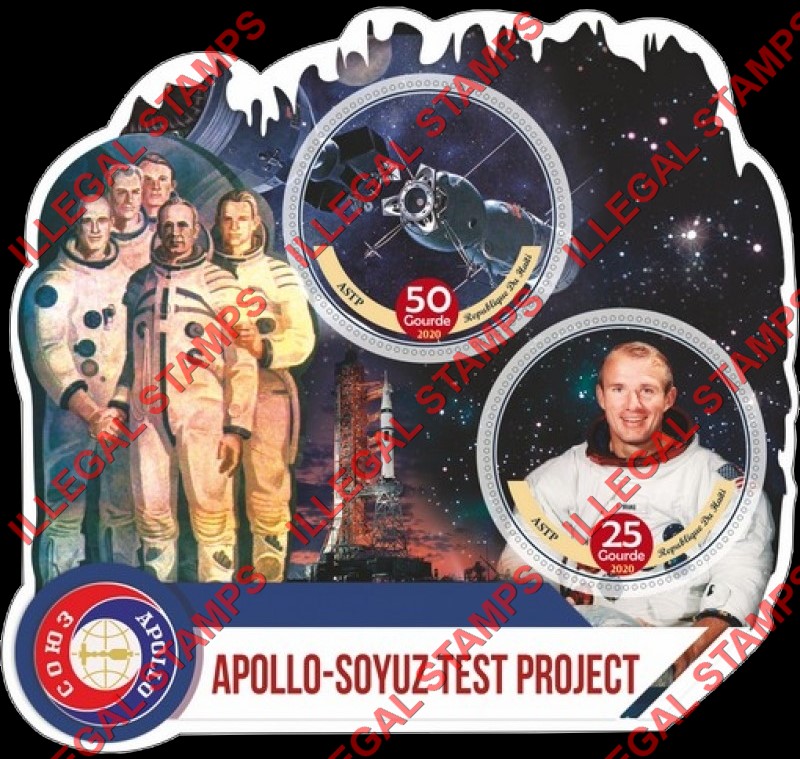 Haiti 2020 Space Apollo-Soyuz Test Project ASTP Illegal Stamp Souvenir Sheet of 2 Haiti 2020 Space Apollo-Soyuz Test Project ASTP Illegal Stamp Souvenir Sheet of 2