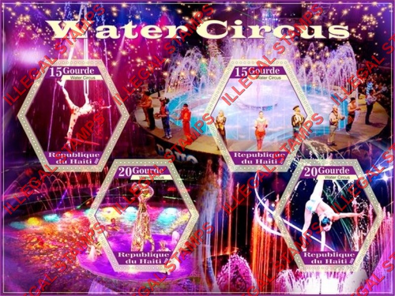 Haiti 2020 Water Circus Illegal Stamp Souvenir Sheet of 4 Haiti 2020 Water Circus Illegal Stamp Souvenir Sheet of 4