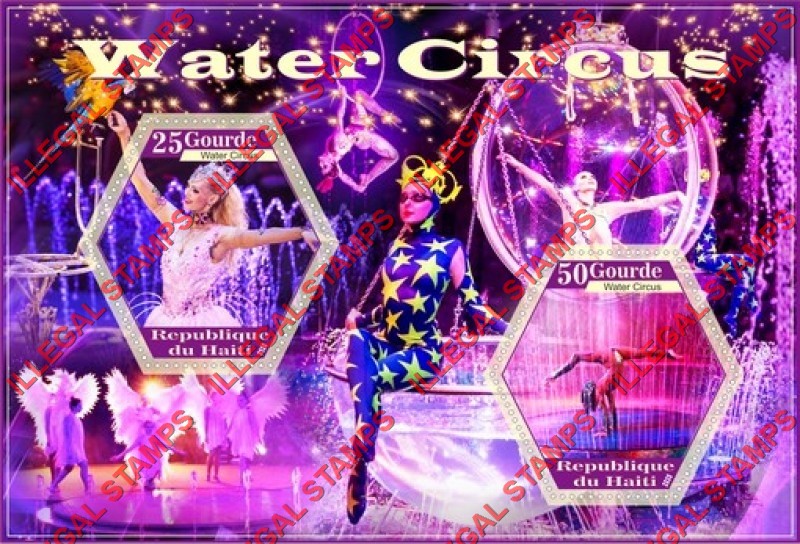 Haiti 2020 Water Circus Illegal Stamp Souvenir Sheet of 2 Haiti 2020 Water Circus Illegal Stamp Souvenir Sheet of 2