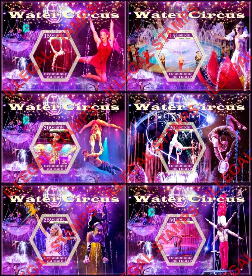 Haiti 2020 Water Circus Illegal Stamp Souvenir Sheets of 1 Haiti 2020 Water Circus Illegal Stamp Souvenir Sheets of 1