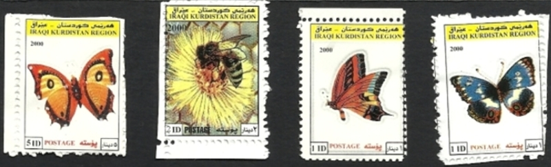 Kurdistan 2000 Butterflies and Bees Stamp Set Kurdistan 2000 Butterflies and Bees Stamp Set