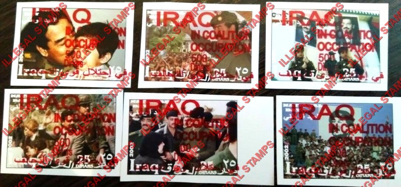 Iraq 2002 Counterfeit Illegal Stamps with IRAQ IN COALITION OCCUPATION Fake Overprints Iraq 2002 Counterfeit Illegal Stamps with IRAQ IN COALITION OCCUPATION Fake Overprints