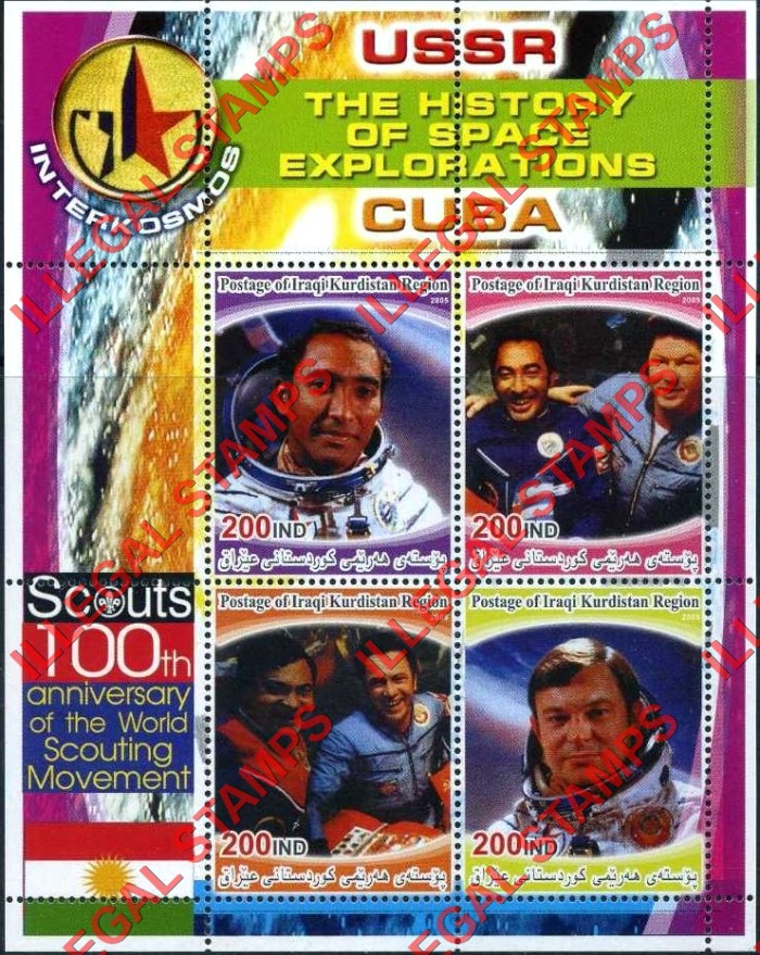 Kurdistan 2005 History of Space Exploration Cuba Illegal Stamp Souvenir Sheet of 4 Kurdistan 2005 History of Space Exploration Cuba Illegal Stamp Souvenir Sheet of 4