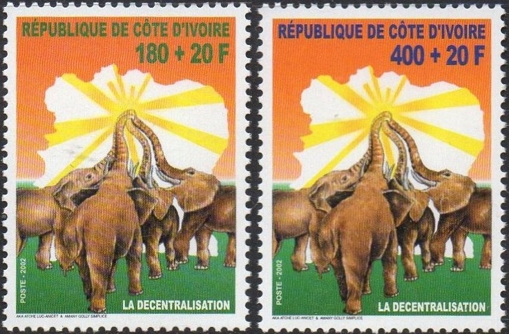 Ivory Coast 2002 Decentralization Elephants Scott B34-5 Ivory Coast 2002 Decentralization Elephants Scott B34-5